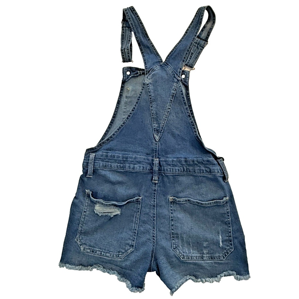 NOBO No Boundaries Denim Bib Shortalls Overalls Distressed Grunge Size S (3-5) - Picture 8 of 13